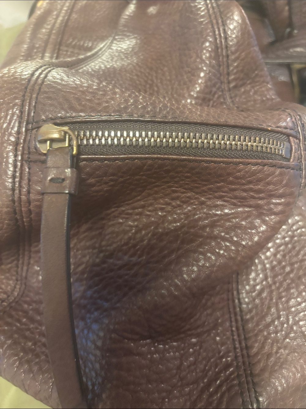 Vintage Y2K Banana Republic Dark Brown Pebbled Leather Hobo with Brass Buckle - Picture 3 of 3